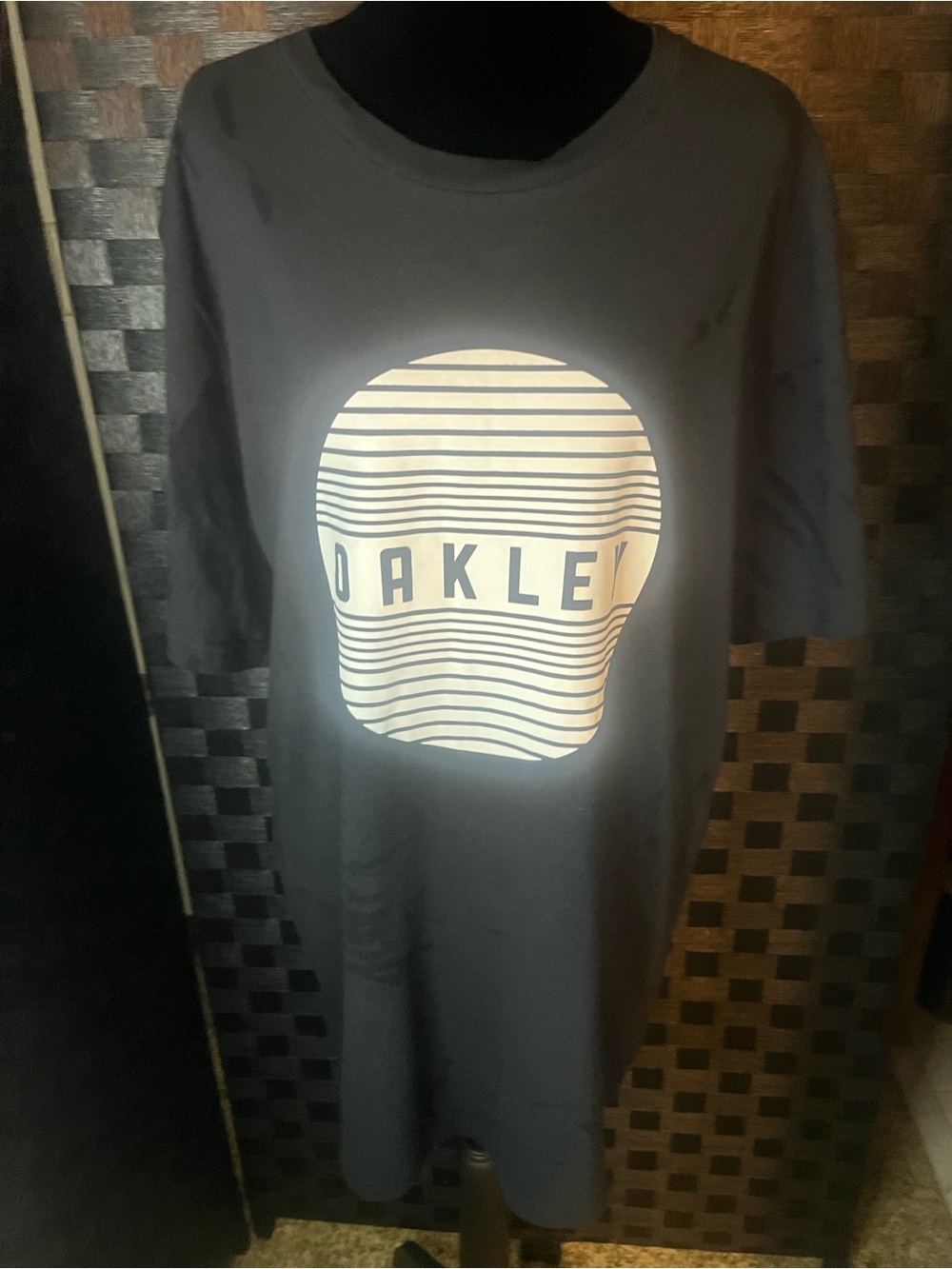 Oakley Black Tee with White Striped Logo